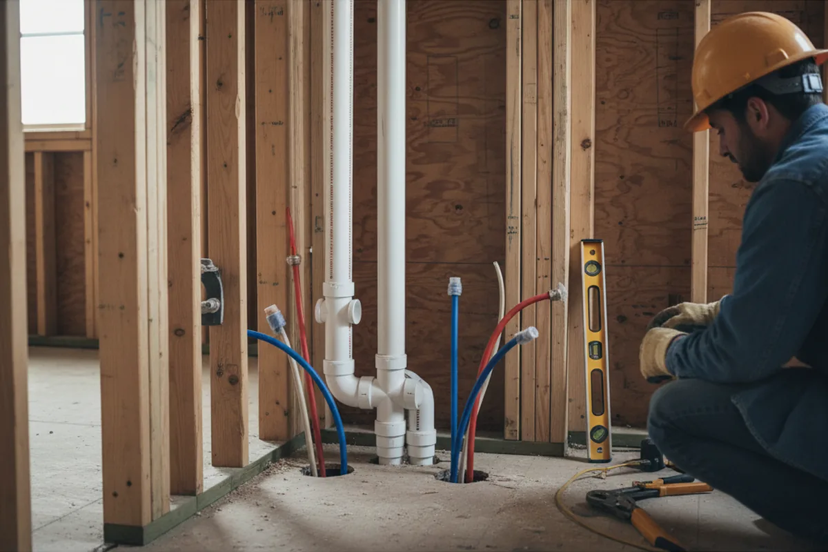 Drain and supply rough-in during Leak Detection in Ridgedale