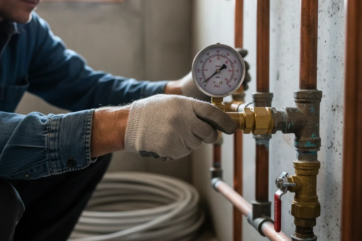 Pressure testing a repaired line during Water Line Repair in Ridgedale